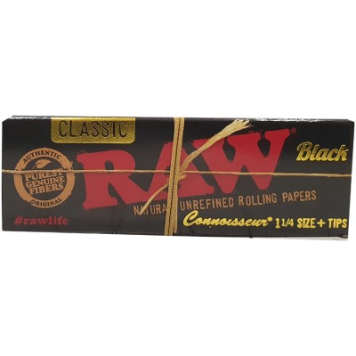 Raw Black Conoisseur 1 1/4 Size + Tips Classic
